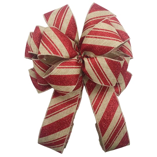 20.5&#x22; Candy Cane Burlap Christmas D&#xE9;cor Bow by Celebrate It&#xAE;